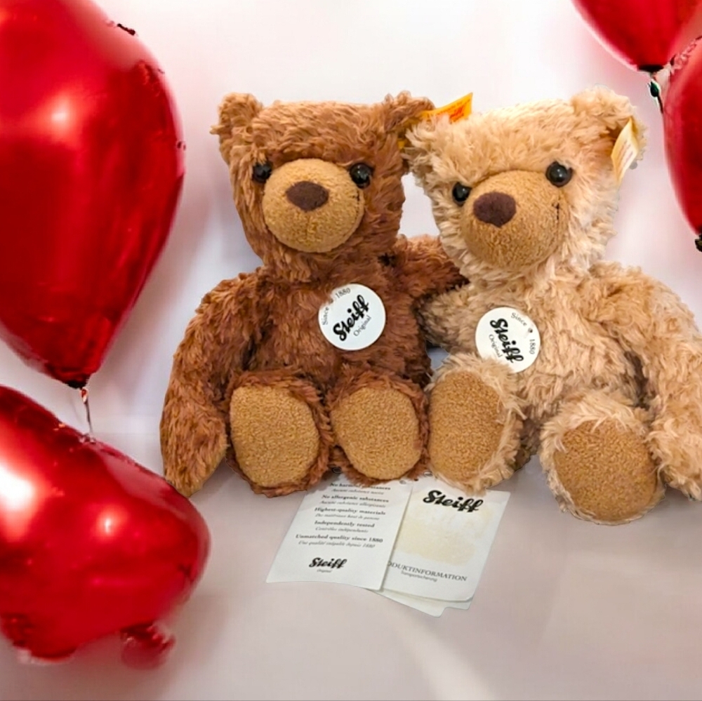 STEIFF 113703 KIMBA & KAI BROWN TAN TEDDY BEARS STUFFED ANIMAL PLUSH TOY NWT